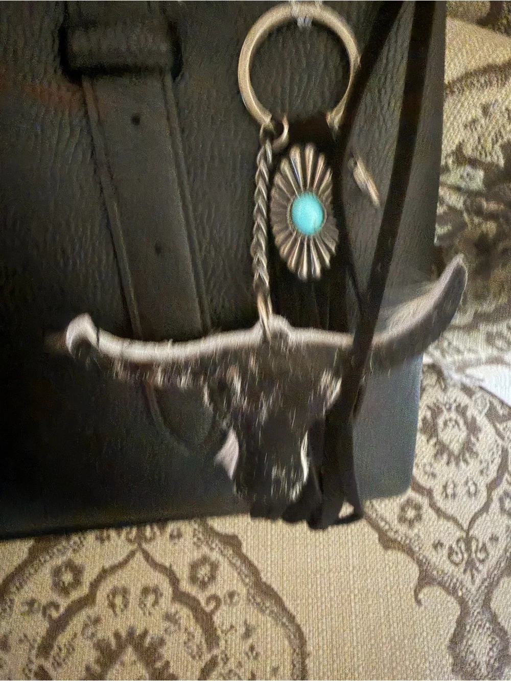 Wrangler Black Tote Bag with Braided Handles and Charms